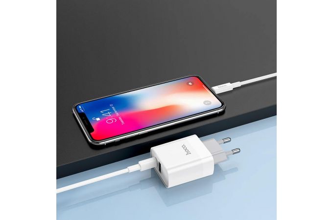 Сетевое зарядное устройство USB-C + кабель Lightning - Type-C HOCO C80A Rapido PD+QC 3.0 быстрая зарядка (белый)