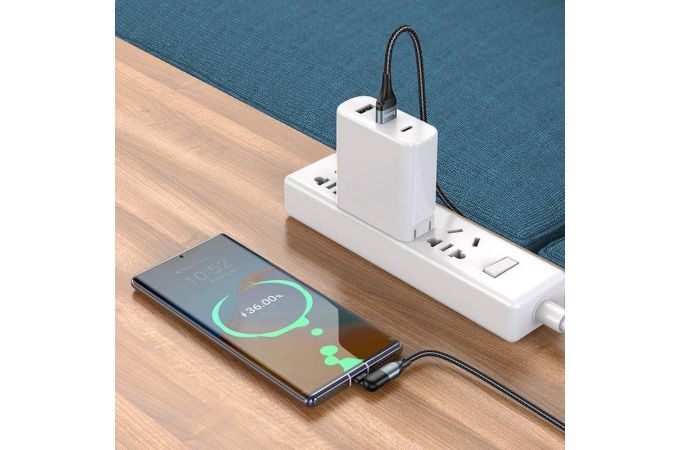 Кабель USB - USB Type-C HOCO U100, 2,4A (черный) 1м (поворотный)
