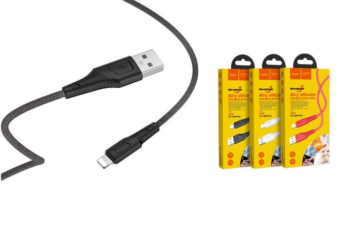 Кабель USB - Lightning HOCO X58, 2,4A (черный) 1м (силиконовый)