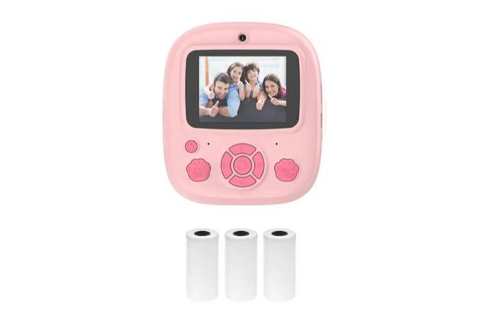 Детский фотоаппарат с печатью фото чб XO XJ04 front and rear dual camera children's printing camera (Free 3 Rolls of Thermal Paper) pink