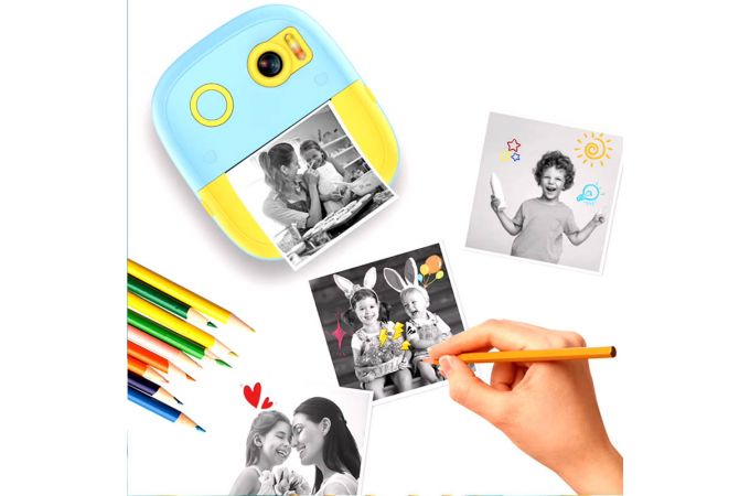 Детский фотоаппарат с печатью фото чб XO XJ04 front and rear dual camera children's printing camera (Free 3 Rolls of Thermal Paper) pink