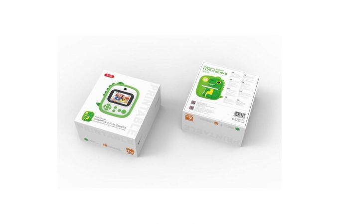 Детский фотоаппарат с печатью фото чб XO XJ05 front and rear dual camera silicone cover printing camera(Free 3 Rolls of Thermal Paper) Green