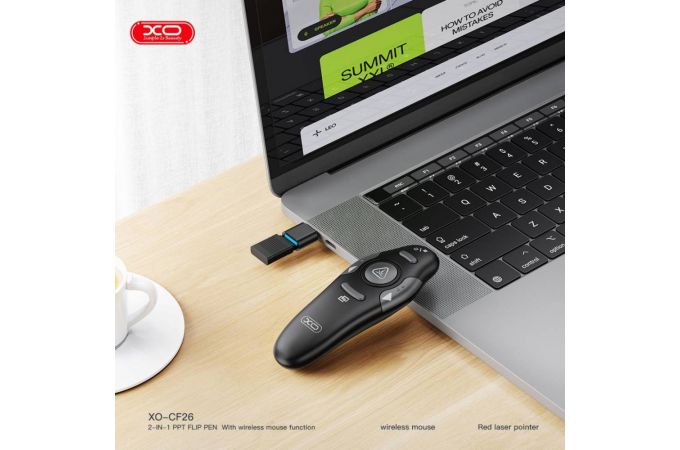 Кликер плюс лазерная указка XO CF26 PPT Flip Pen + Mouse 2-in-1 (Battery model) Black