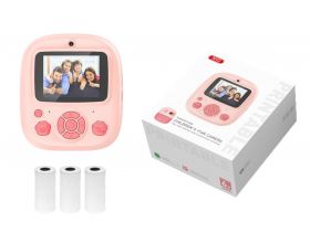Детский фотоаппарат с печатью фото чб XO XJ04 front and rear dual camera children's printing camera (Free 3 Rolls of Thermal Paper) pink