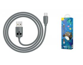 Кабель USB - USB Type-C HOCO KX1 "Совенок" (серый) 1м