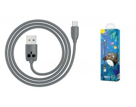 Кабель USB - USB Type-C HOCO KX1 "Совенок" (серый) 1м