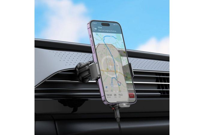 Держатель автомобильный для телефона BOROFONE BH205 magnetic wireless Fast charger в решетку воздуховода черный