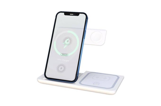 Беспроводное зарядное устройство 3 в 1 XO WX023 15W (3 in 1 Supporting TWS, mobile phone,Apple Watch) White