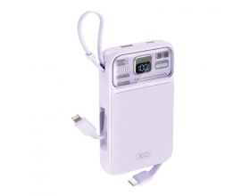 Универсальный дополнительный аккумулятор Power Bank XO PR243 22.5W Fully Compatible Digital Fast Charging (comes with iP, TYPE-C cable)10000mAh purple