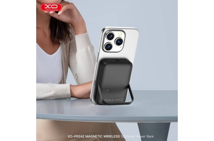 Универсальный дополнительный аккумулятор Power Bank XO PR242 15W magnetic wireless charging + PD20W C port fast r 5000mAh White