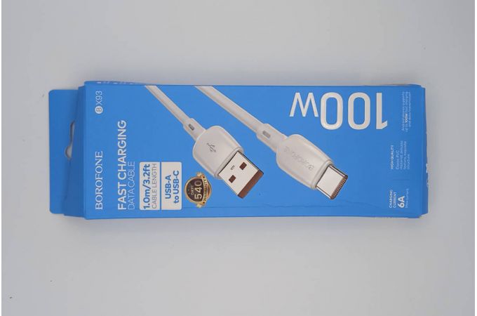 Кабель USB - USB Type-C BOROFONE BX93 100W (белый) 1м (УЦЕНКА! МЯТАЯ УПАКОВКА)