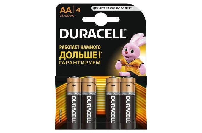 Батарейка алкалиновая Duracell LR06 AA BL4 (блистер 4 штуки)