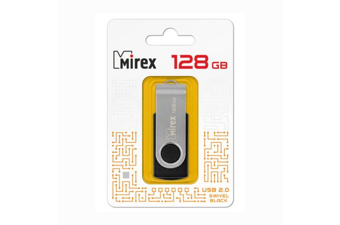 Флешка USB 2.0 Mirex SWIVEL BLACK 128Gb (ecopack)