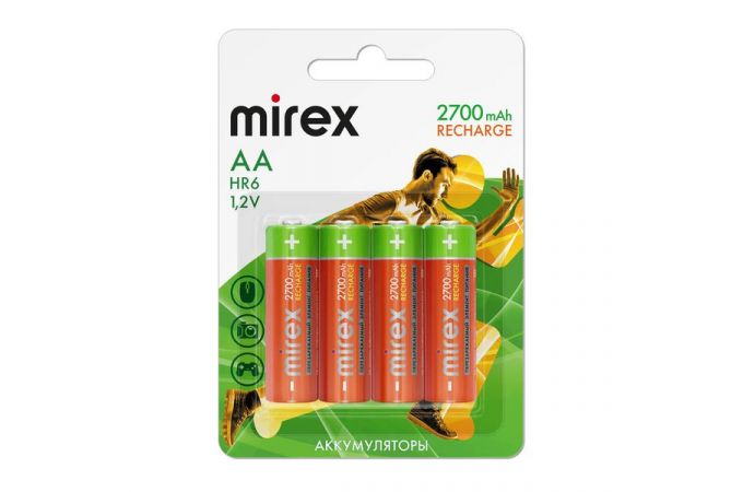 Аккумулятор Ni-MH Mirex HR6 / AA 2700mAh 1,2V цена за 4 шт (4/40/200), блистер (23702-HR6-27-E4)