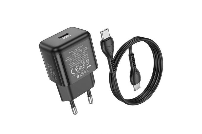 Сетевое зарядное устройство USB-C + кабель Type-C HOCO N32 PD30W (черный)