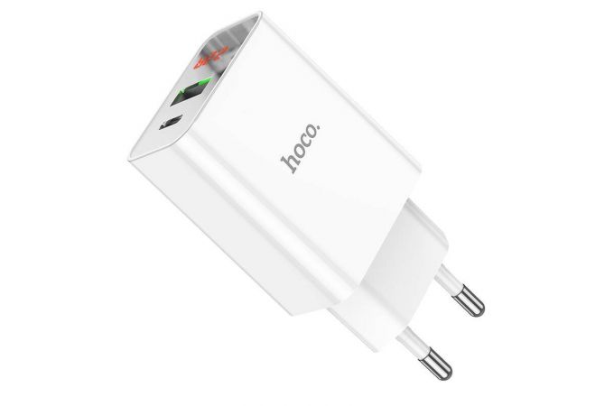 Сетевое зарядное устройство USB + USB-C HOCO C100A PD20W+ QC3.0 (белый)