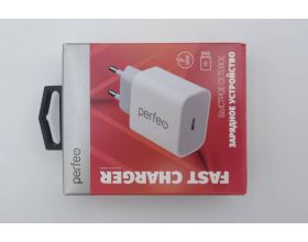 Сетевое зарядное устройство USB-C PD PERFEO 20W, белый, тип 2 (I4641) (У) (УЦЕНКА! МЯТАЯ УПАКОВКА)