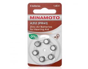 Батарейка часовая для слуховых аппаратов MINAMOTO ZA312/6BL A312 PR41