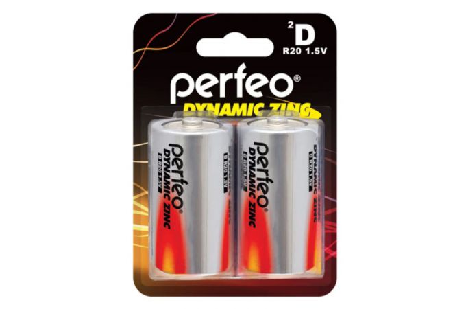 Батарейка солевая Perfeo R20/2BL Dynamic Zinc (блистер цена за 2 шт)