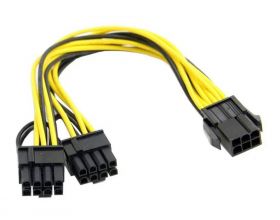 Кабель разветвитель для питания видеокарты PCI-E 6pin (мама) - 2 x PCI-E 6+2pin (папа)