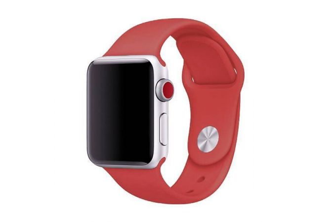 Ремешок силиконовый для Apple Watch 42-44 мм "Монобраслет" цвет красный размер M5  (150 мм)
