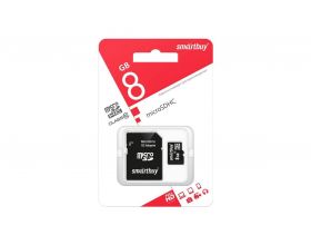 Карта памяти microSDHC Smartbuy 8 GB (class 10) с адаптером (SB8GBSDCL10-01)