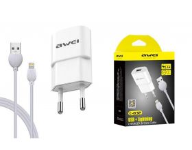 Сетевое зарядное устройство USB + кабель Lightning AWEI C-832 (белый)