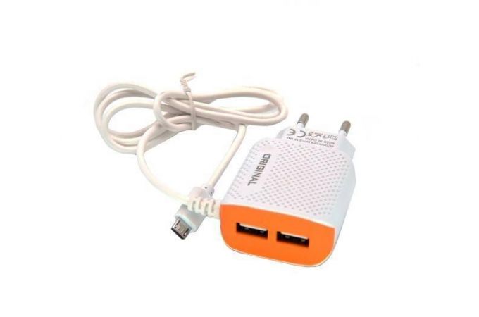 Сетевое зарядное устройство USB + кабель MicroUSB Орбита OT-APU22 5B, 2100mA (белый)
