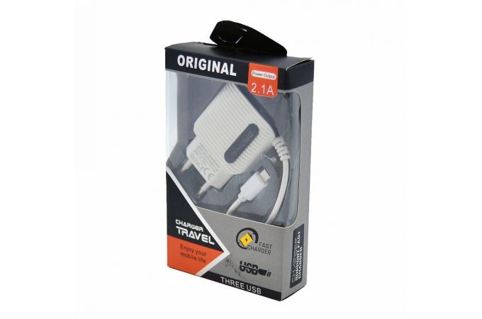 Сетевое зарядное устройство USB + кабель MicroUSB Орбита OT-APU21 5B, 2100mA (белый)