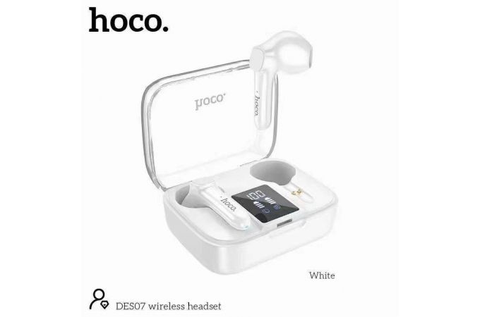 Наушники вакуумные беспроводные HOCO DES07 TWS wireless headset Bluetooth (белый)