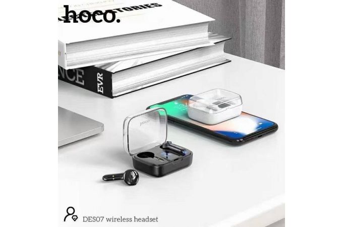 Наушники вакуумные беспроводные HOCO DES07 TWS wireless headset Bluetooth (белый)