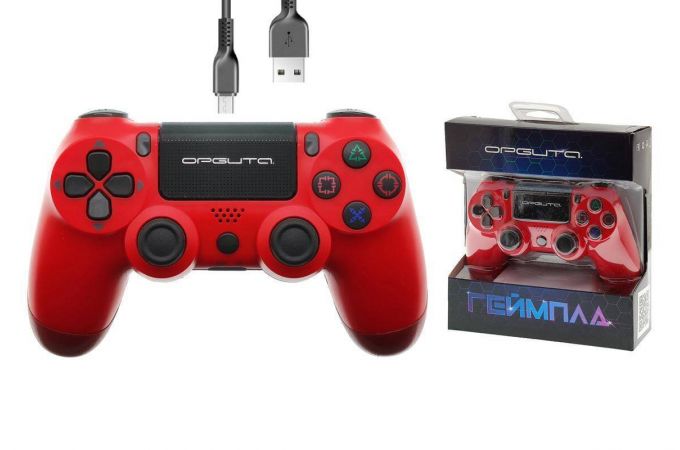 Геймпад проводной для Sony PlayStation 4 Орбита OT-PCG13 Красный