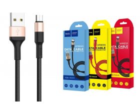 Кабель USB - USB Type-C HOCO X26, 2,4A (черно-золотистый) 1м (в оплетке)