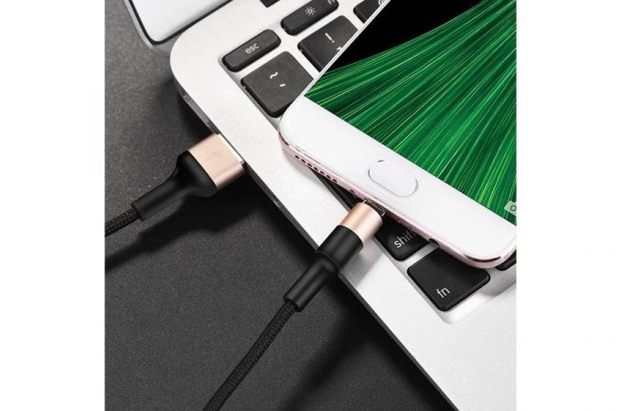 Кабель USB - USB Type-C HOCO X26, 2,4A (черно-золотистый) 1м (в оплетке)