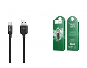 Кабель USB - MicroUSB HOCO X14 2,4A (черный) 2м (в оплетке)