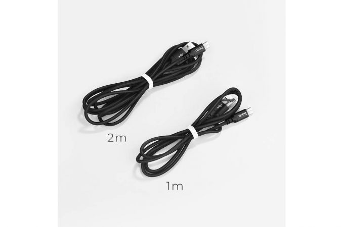 Кабель USB - MicroUSB HOCO X14 2,4A (черный) 2м (в оплетке)