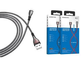 Кабель USB - Lightning BOROFONE BU23, 2,4A (серый) 1,2м (в оплетке)