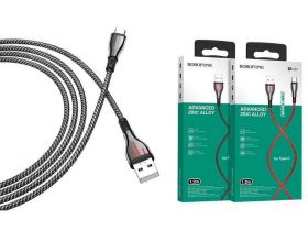 Кабель USB - USB Type-C BOROFONE BU23, 2,4A (серый) 1,2м (в оплетке)