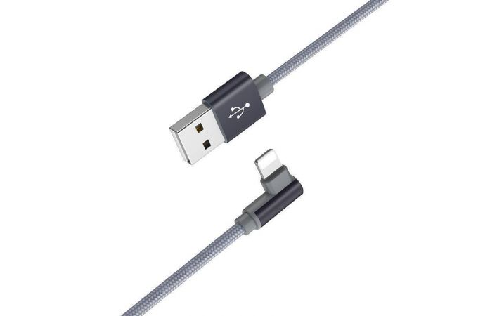 Кабель USB - Lightning BOROFONE BX26, 2,4A (серый) 1м (в оплетке, угловой)