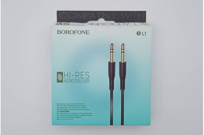 Кабель аудио AUX BOROFONE BL1 AUX 3.5 1 метр черный (УЦЕНКА! МЯТАЯ УПАКОВКА)