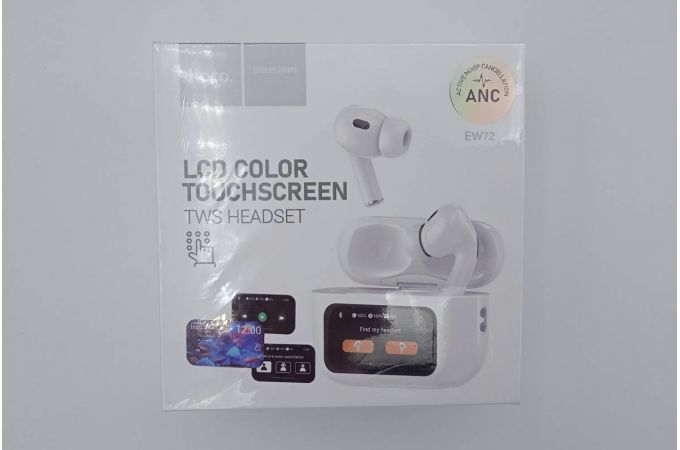 Наушники вакуумные беспроводные с экраном HOCO EW72 Soar true wireless ANC Noise Reduction touch screen BT headset (белый)  (УЦЕНКА! МЯТАЯ УПАКОВКА)
