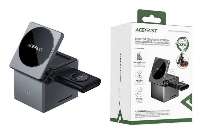 Беспроводное зарядное устройство ACEFAST E18 Rubik Cube 3-in-1 Wireless Charging Holder (Черный)