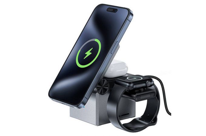 Беспроводное зарядное устройство ACEFAST E18 Rubik Cube 3-in-1 Wireless Charging Holder (Черный)