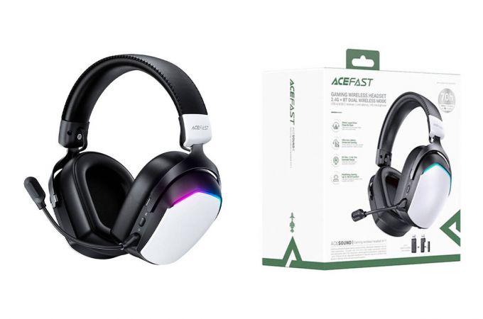Наушники мониторные беспроводные ACEFAST H11 gaming wireleess headset (Белый)