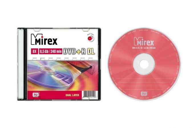 DVD+R Dual Layer двухслойный Mirex 8,5 Гб 8x Slim case (цена за 1 штуку)