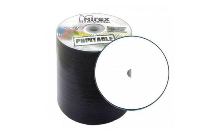 DVD-R printable inkjet под печать 4,7 Гб 16x (термоупаковка 100 штук)
