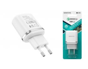 Сетевое зарядное устройство USB BOROFONE BA36A QC3.0 single port 2100mAh (белый)