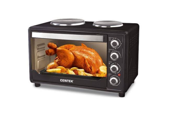 Электрическая печь CENTEK CT-1530-36 Plate черный 1600Вт, 36л, 2 конфорки, таймер, 4 режима