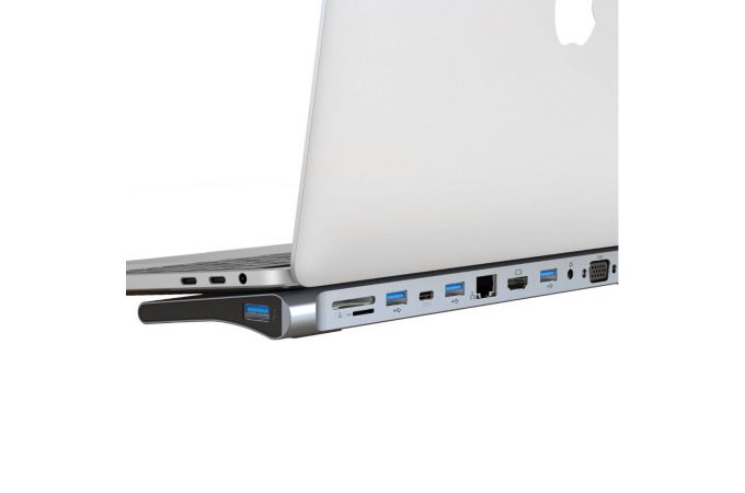 Разветвитель USB HUB XO HUB010 12 в 1 Мультифункциональная докстанция (Серый металлик)