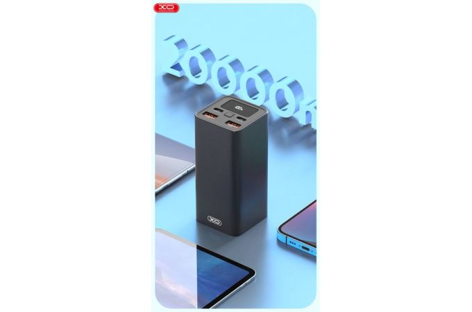 Универсальный дополнительный аккумулятор Power Bank XO PB97 20000mAh 65W fast charging power bank Real Capactiy 9990 mAh (Чёрный)